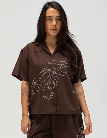 OBEY Slippers Womens Baggy Button Up Shirt Primary Image