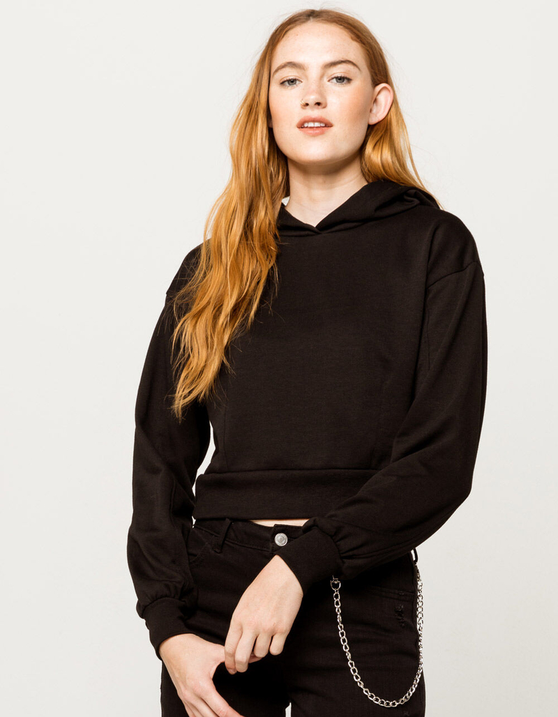 FULL TILT Fleece Crop Black Womens Hoodie image number 0