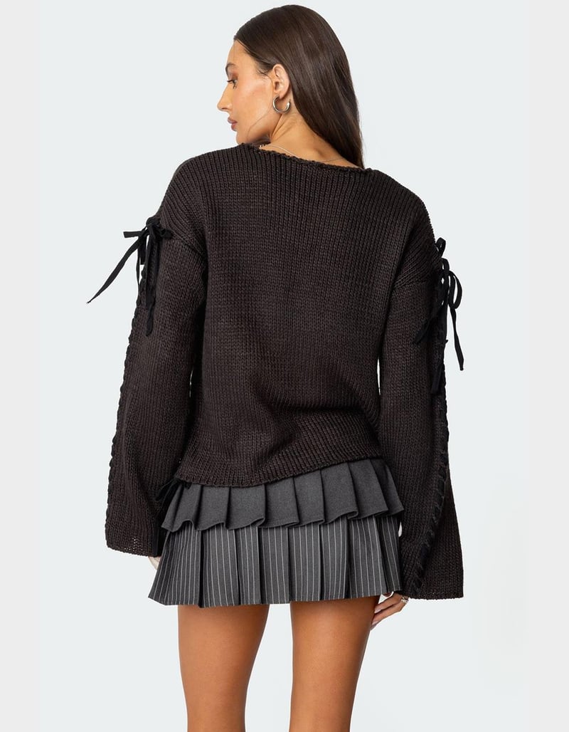 EDIKTED Amelia Lace Up Sleeve Sweater image number 4