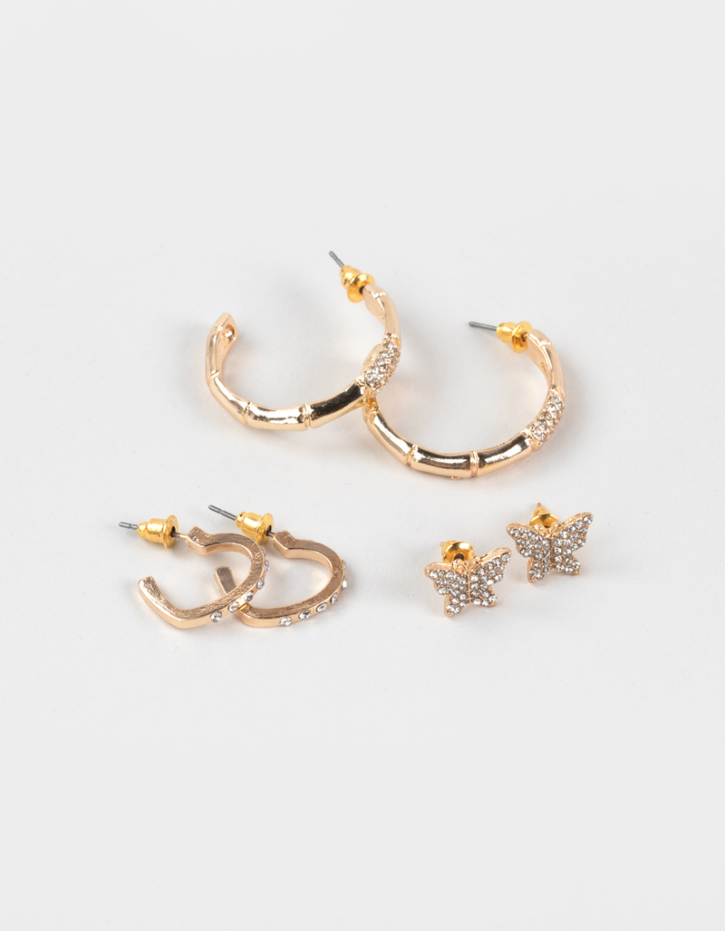 FULL TILT 3 Pack Butterfly Hoop Earrings image number 1