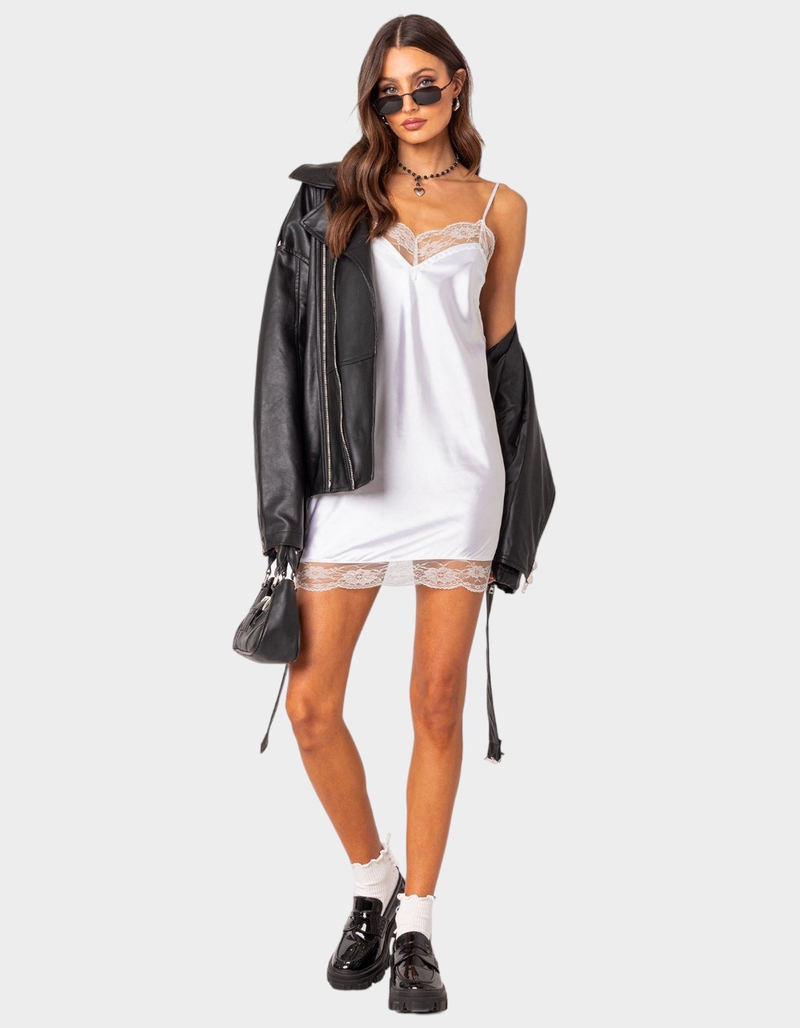 EDIKTED Century Lacey Satin Mini Dress image number 1