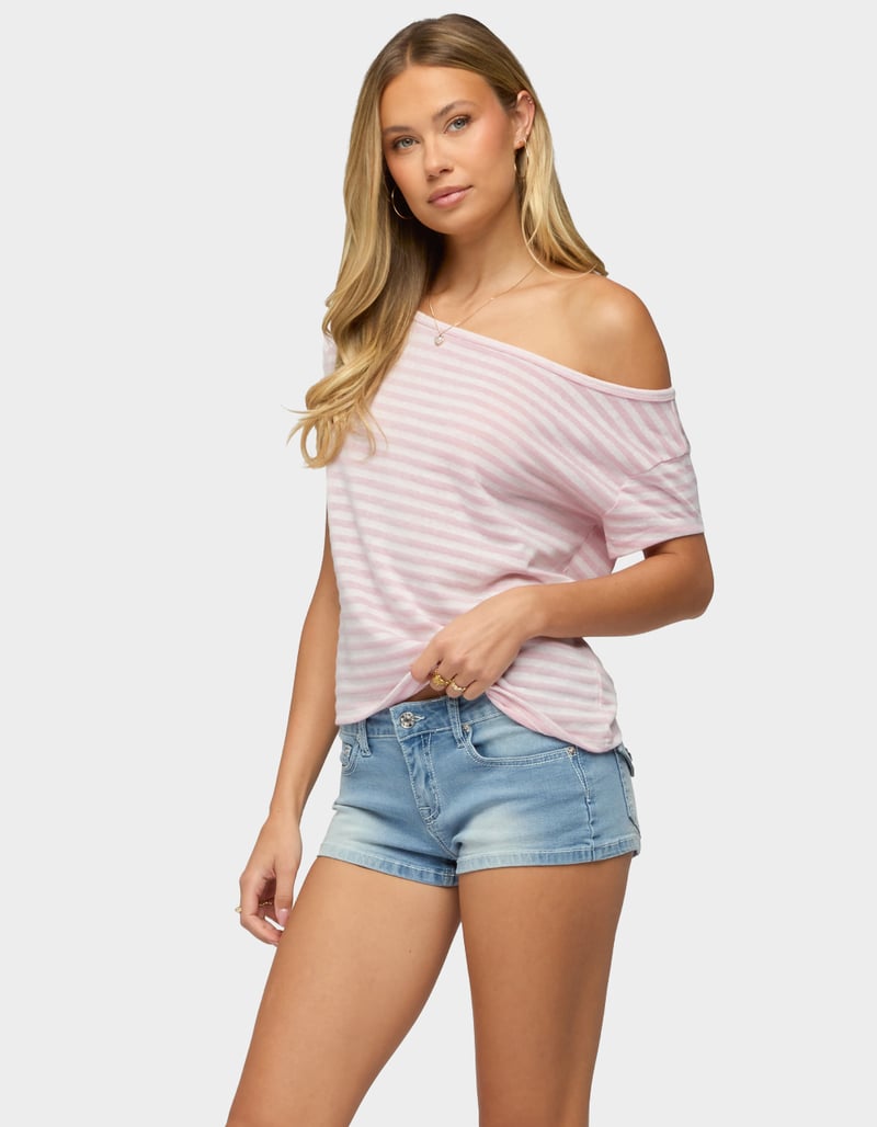EDIKTED Chanelle Off Shoulder Striped Top image number 1