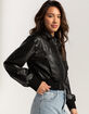 STOOSH Vegan Leather Womens Crop Bomber Jacket image number 3