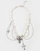 RSQ Pearl/Cross Necklace image number 1