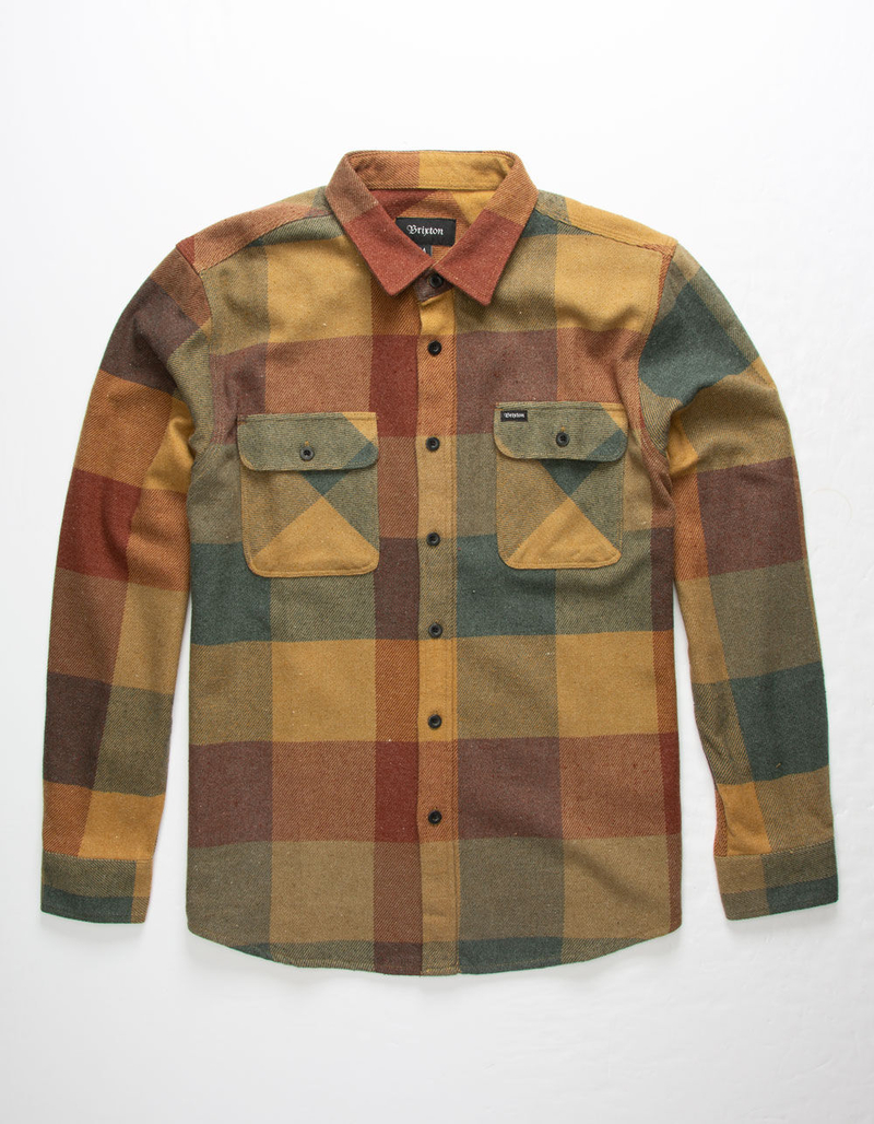 BRIXTON Bowery Rust Mens Flannel Shirt image number 0