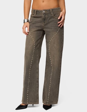EDIKTED Charliza Stud Low Rise Baggy Jeans Primary Image