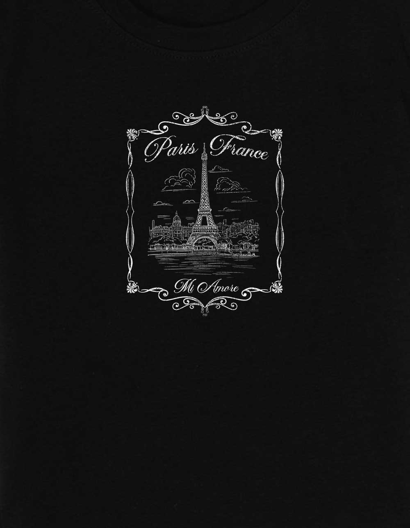 PARIS Eiffel Tower Distressed Womens Baby Tee image number 2
