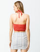 SKY AND SPARROW Crochet Crop Rust Womens Halter Top image number 3