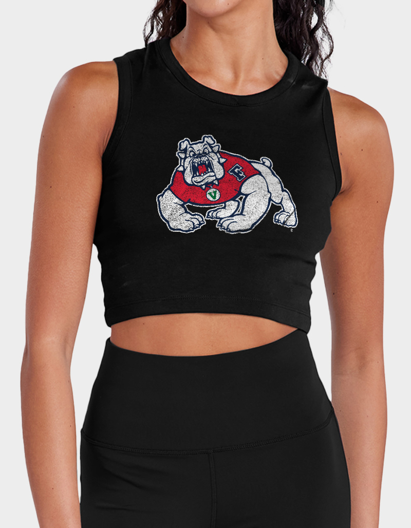 FRESNO STATE UNIVERSITY Distressed Primary Logo Womens Cropped Tank Top image number 0