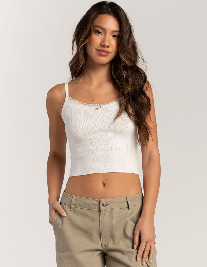 RSQ Womens Pointelle Lace Trim Cami image number 0