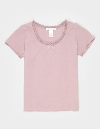 FULL TILT Crochet Trim Girls Top Primary Image