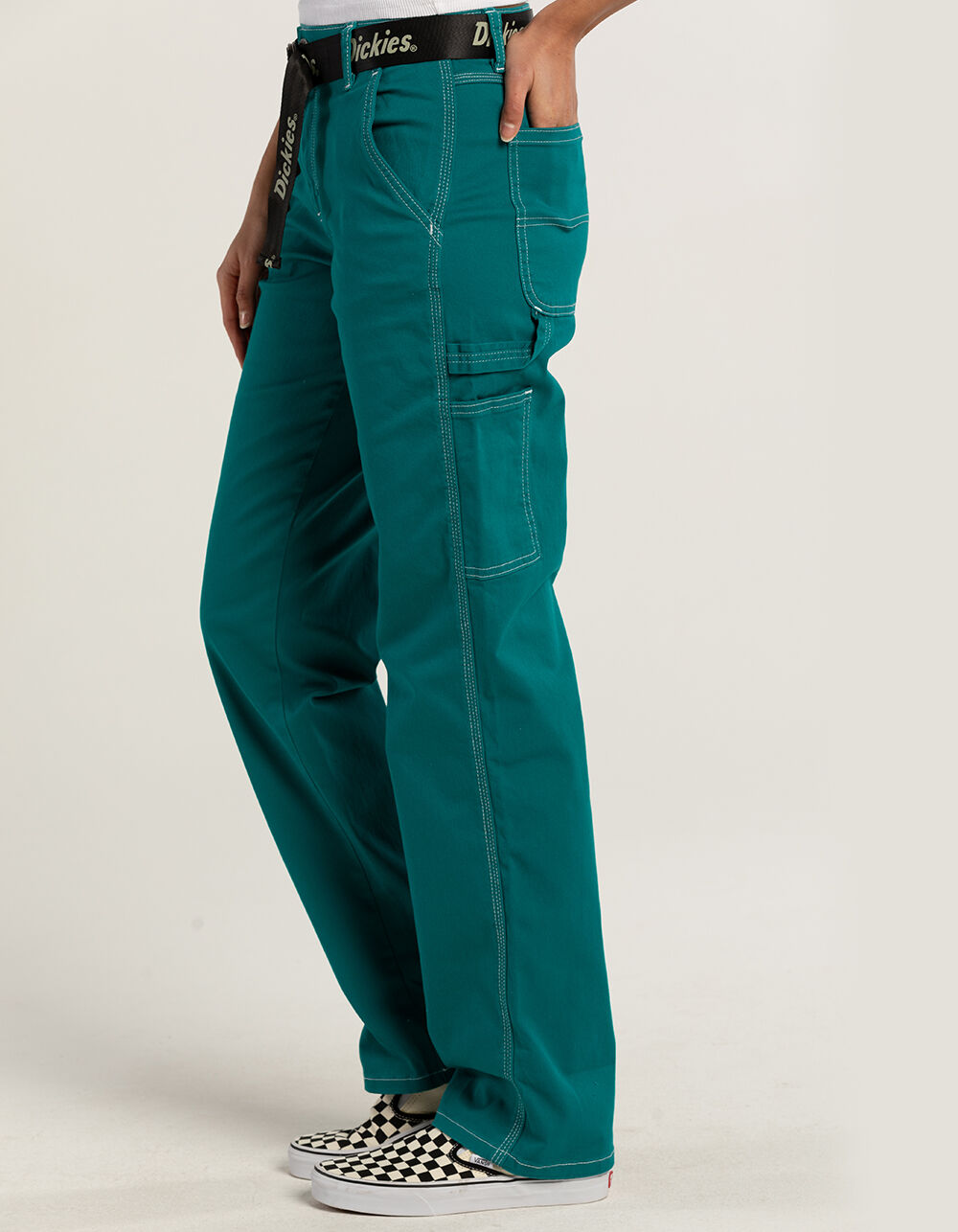 DICKIES Womens Belted Carpenter Pants - TEAL BLUE - 24 | Tillys