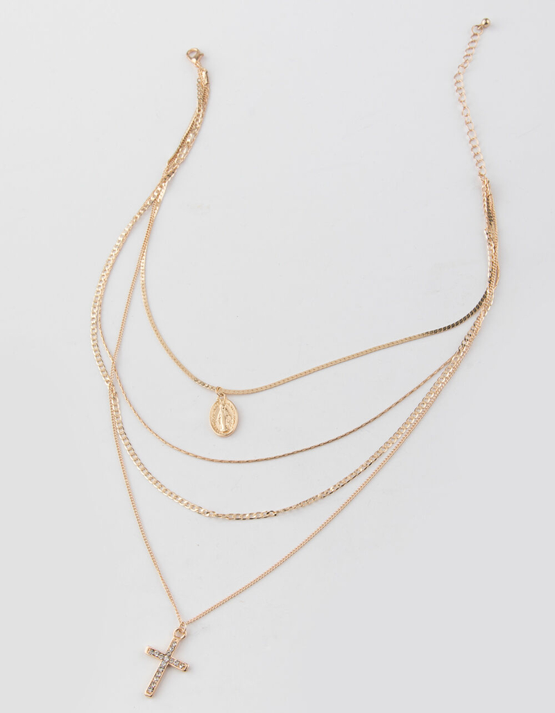 FULL TILT 4 Layer Rhinestone Cross Necklace image number 0