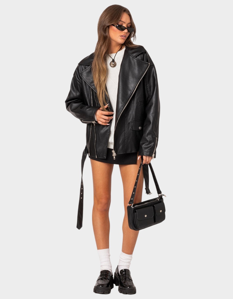 EDIKTED Wrenley Oversized Faux Leather Jacket image number 1