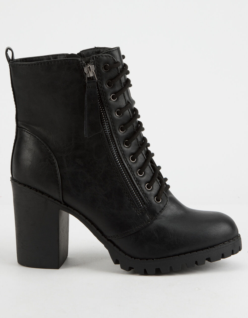 SODA Malia Black Womens Heeled Combat Boots image number 1