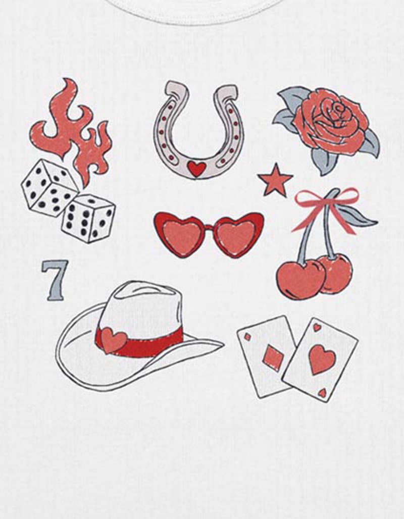 RED Doodle Grid Womens Baby Tee image number 1