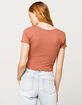 BOZZOLO Ribbed Lettuce Edge Rust Womens Crop Tee image number 3