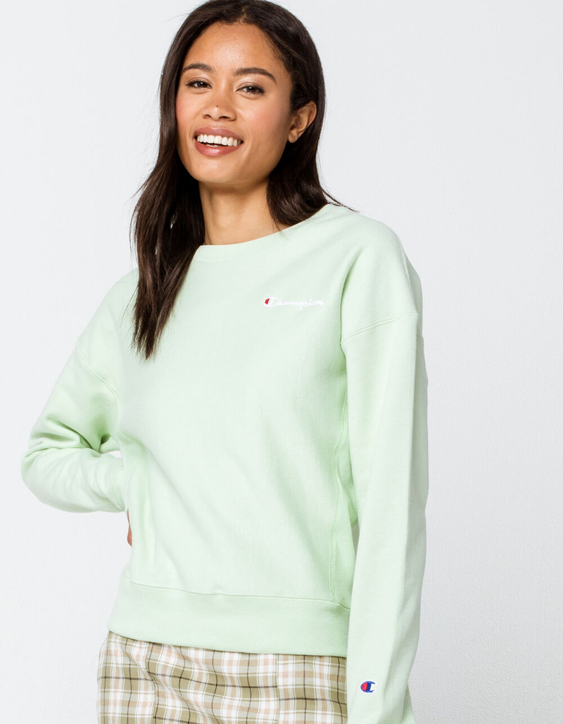 CHAMPION Reverse Weave Womens Light Green Sweatshirt image number 0