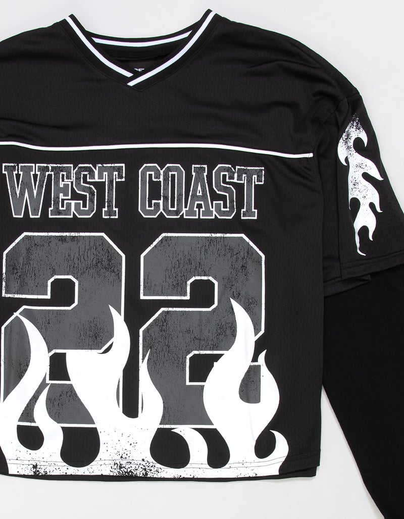 RSQ Mens Mesh Long Sleeve 2fer Boxy Jersey image number 2