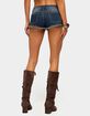 EDIKTED Distressed Hem Denim Micro Shorts image number 3