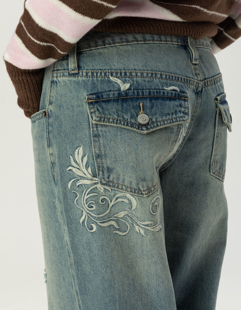 RSQ Womens Embroidered Low Rise Original Baggy Jeans image number 4