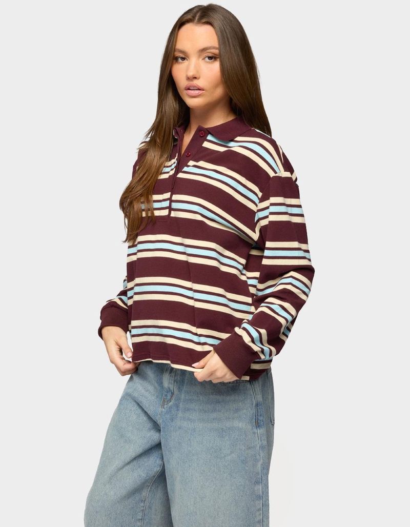 EDIKTED Renya Striped Rugby Shirt image number 1