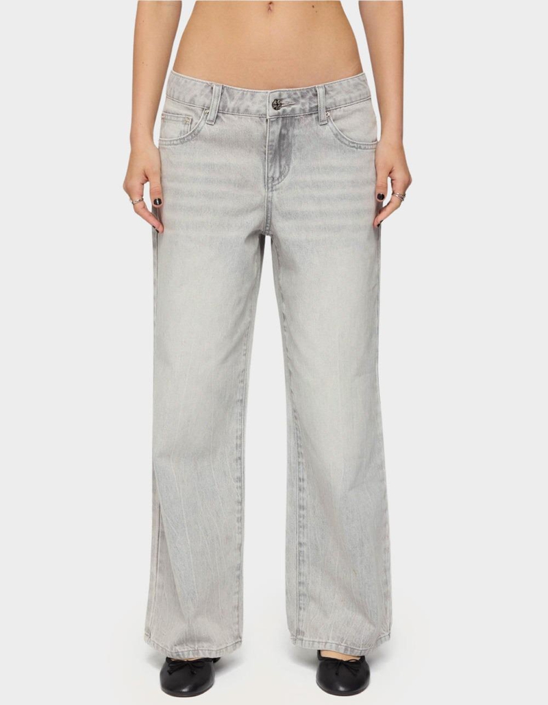 EDIKTED Petite Magda Low Rise Acid Wash Jeans image number 0