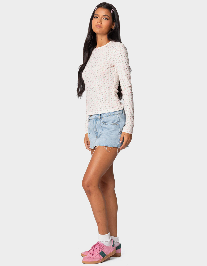 EDIKTED Emery Printed Pointelle Top image number 3