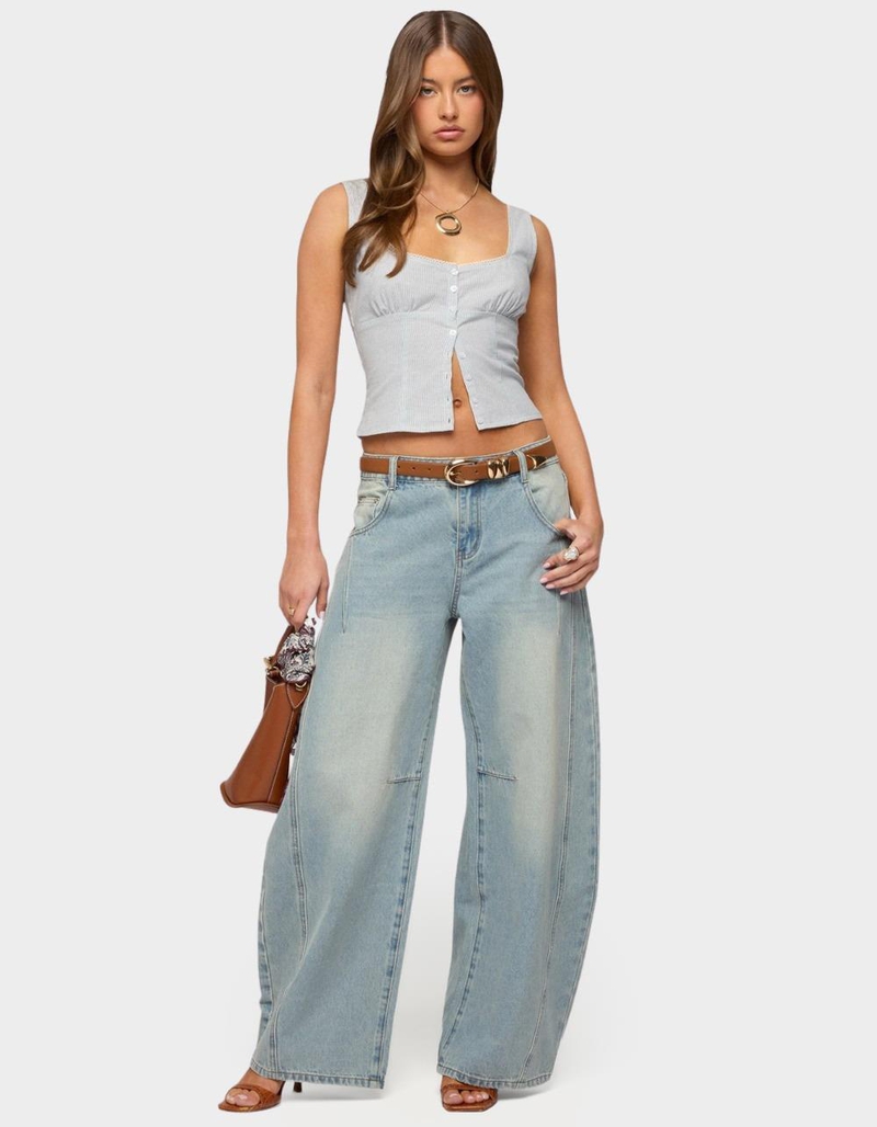 EDIKTED Katiya Pinstripe Button Up Top image number 4