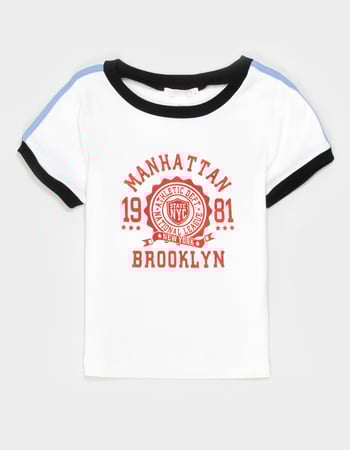 FULL TILT Brooklyn Girls Flocked Ringer Tee Primary Image