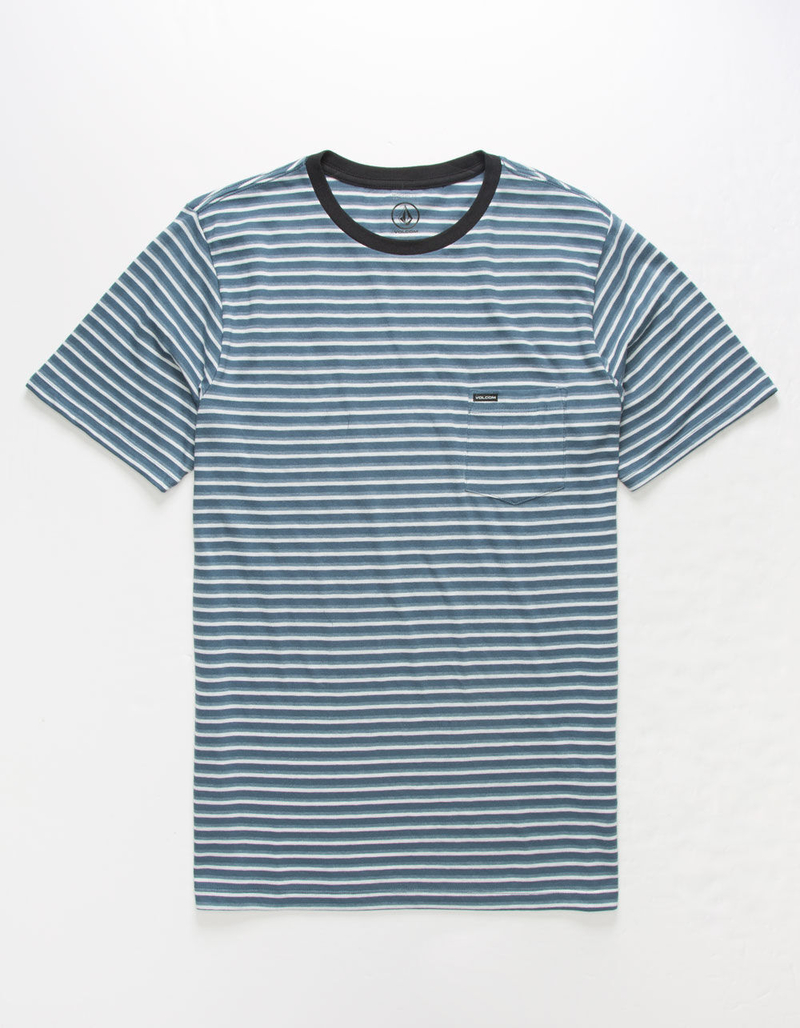 VOLCOM Stories 2 Blue Stripe Mens Pocket Tee image number 0