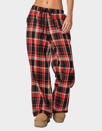 EDIKTED Lounge Around Plaid Wide Leg Pants Primary Image