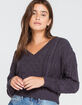 RSQ Cable Knit V Neck Womens Navy Sweater image number 1