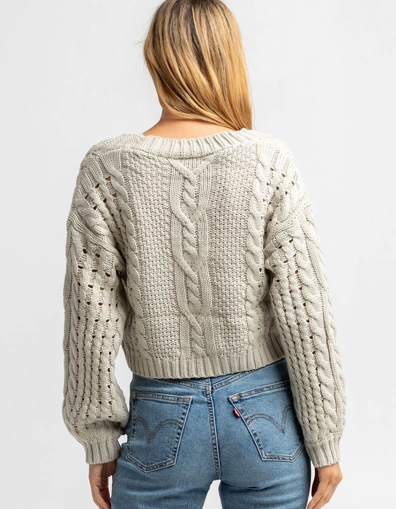 SKY AND SPARROW Womens Cream Floral Embroidered Cardigan image number 2