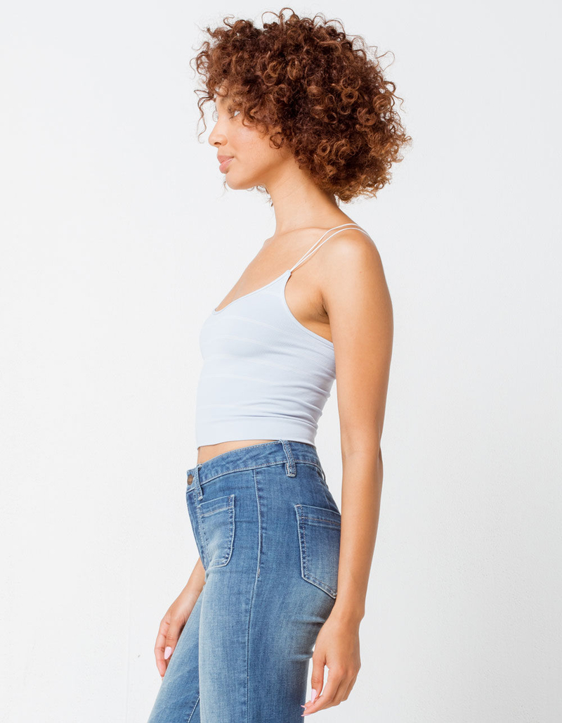 FULL TILT Stripe Seamless Periwinkle Womens Crop Cami image number 1