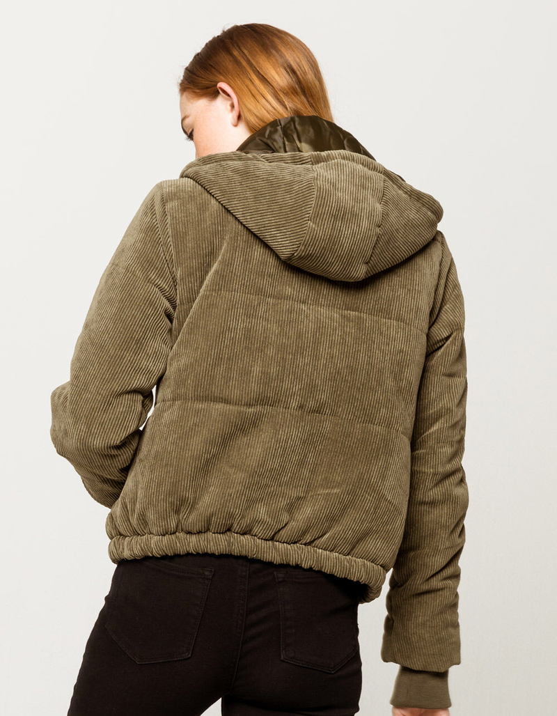 SKY AND SPARROW Corduroy Hooded Womens Bomber Jacket image number 2