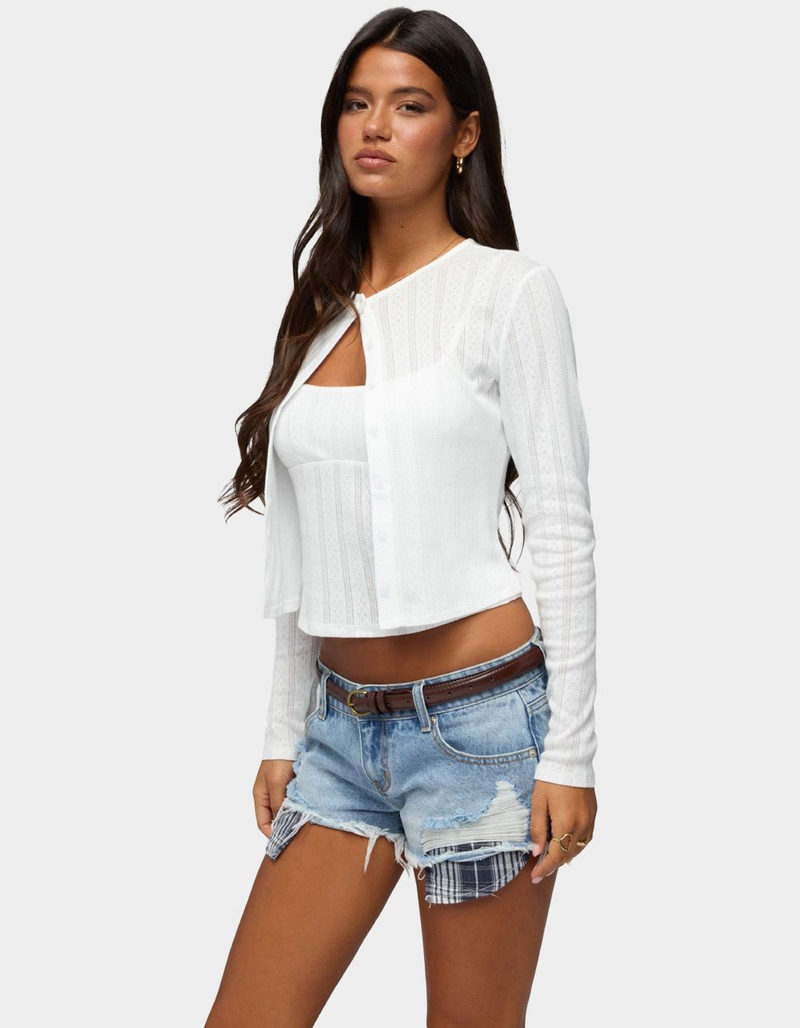 EDIKTED Adie Pointelle Cardigan image number 1