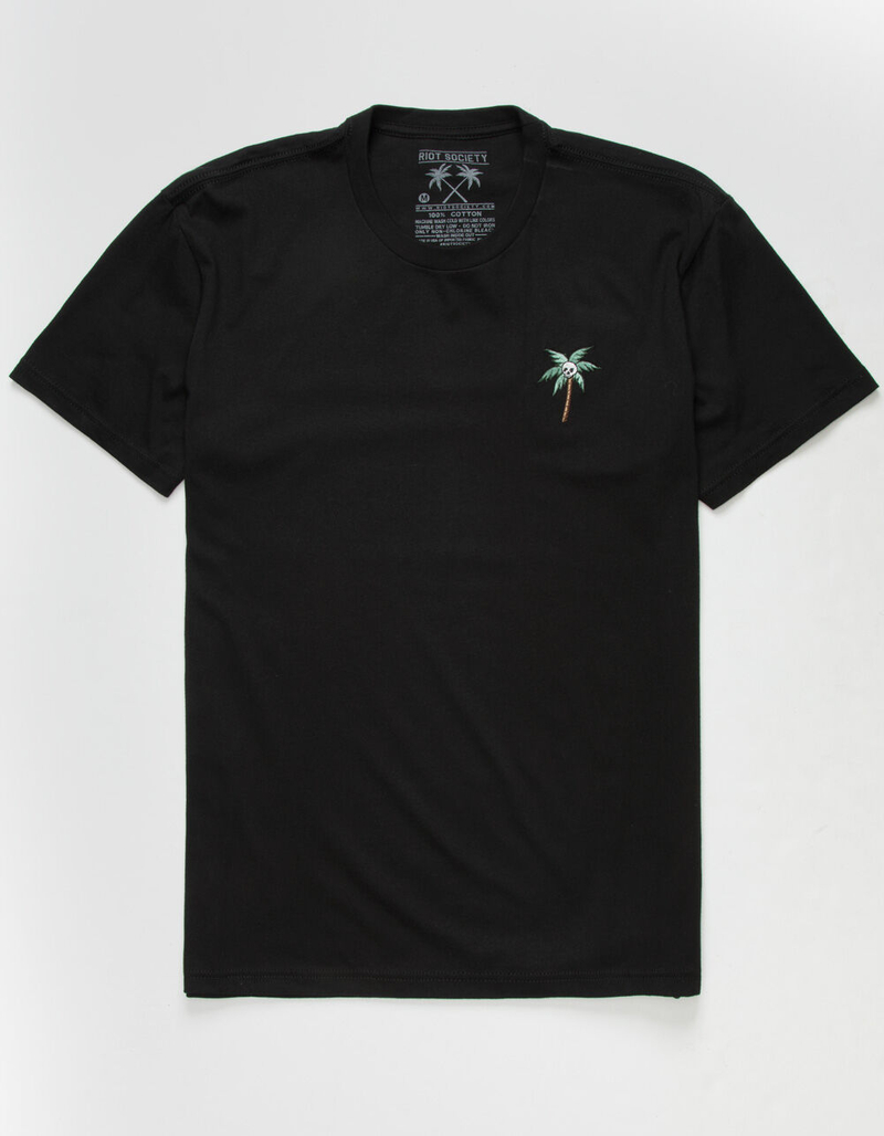 RIOT SOCIETY Skull Palm Embroidered Mens T-Shirt image number 0