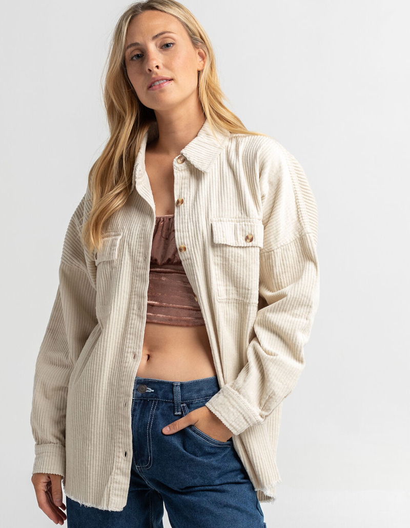 RSQ Raw Edge Cord Womens Shacket image number 2