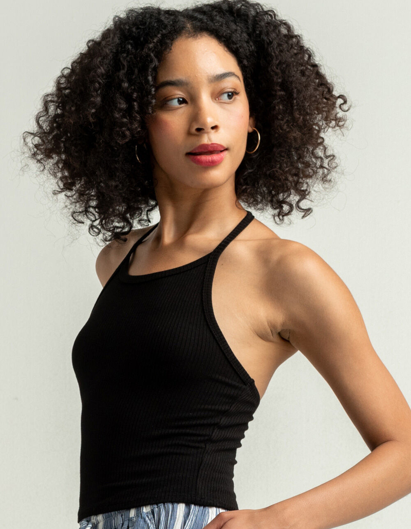 DESTINED Womens Black Halter Top image number 1