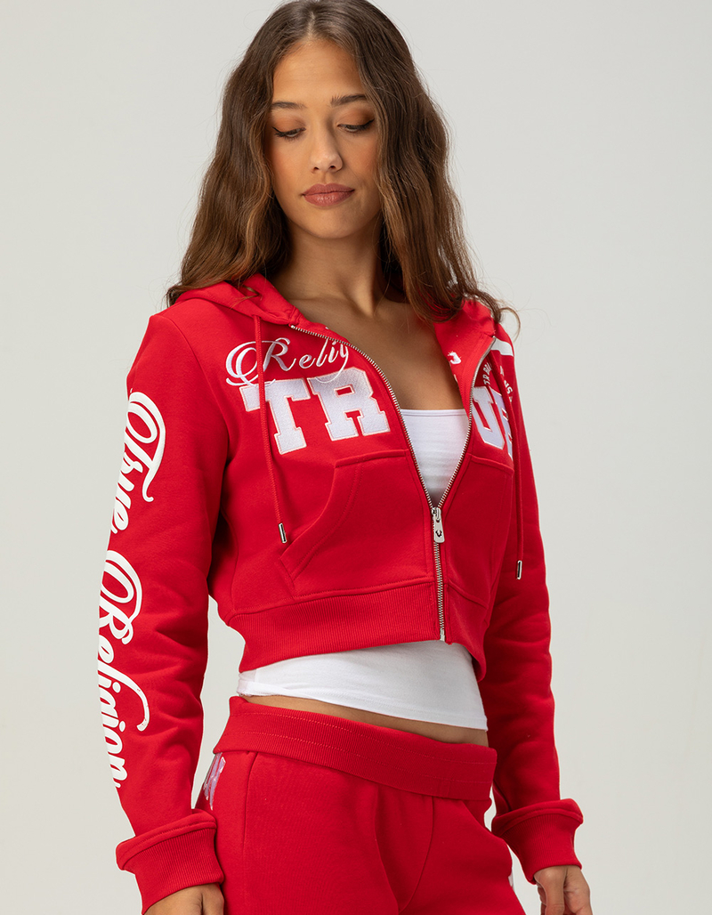 TRUE RELIGION Embroidered Crop Womens Zip-Up Hoodie image number 2