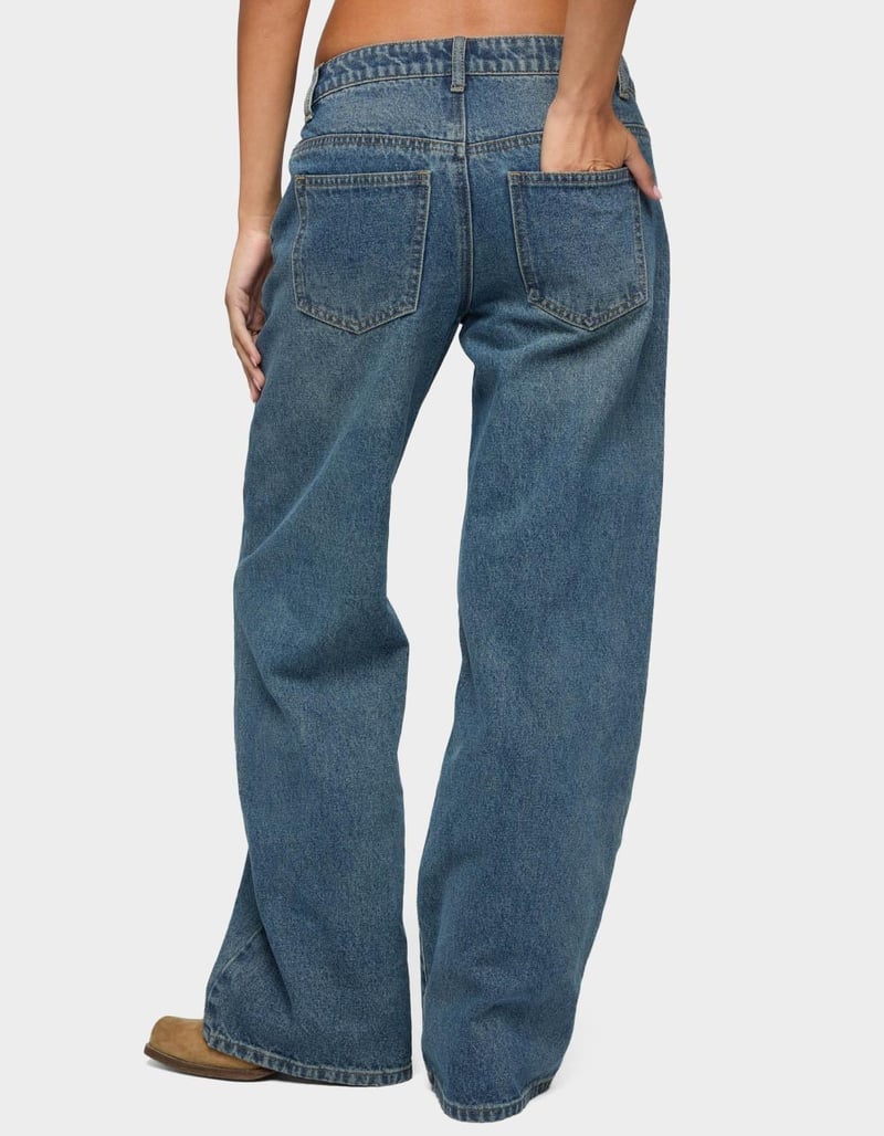 EDIKTED Charla Stud Low Rise Baggy Jeans image number 2