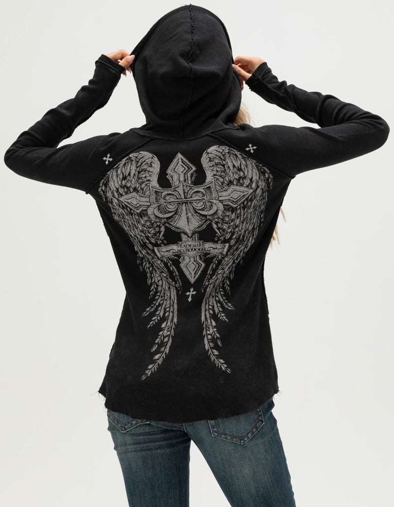 AFFLICTION Simulation Womens Button Up Thermal Hoodie image number 0