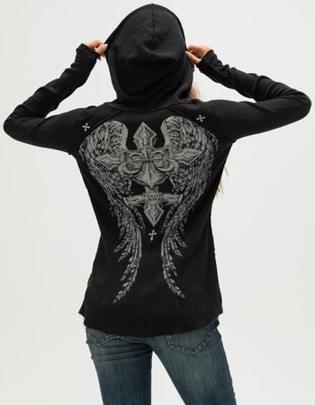 AFFLICTION Simulation Womens Button Up Thermal Hoodie Primary Image