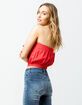 H.I.P. Button Front Red Womens Tube Top image number 2