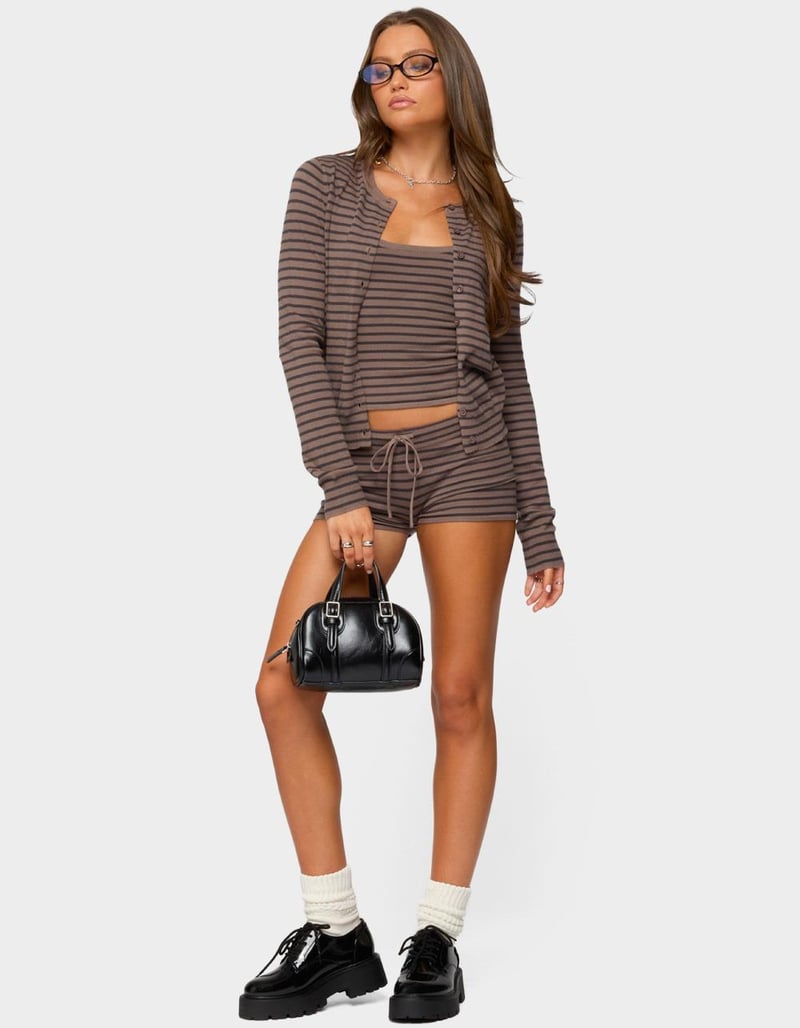 EDIKTED Lillian Striped Button Up Knit Cardigan image number 4