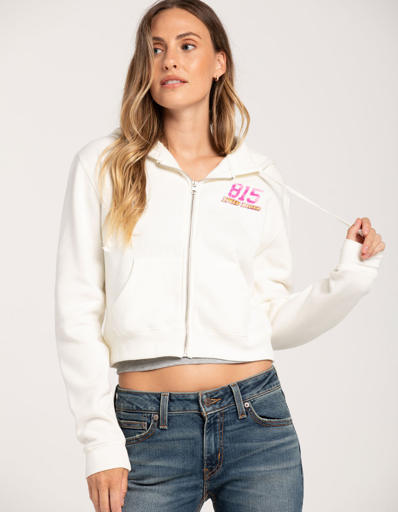 FULL TILT Car Womens Crop Zip-Up Hoodie image number 1