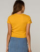 HEART & HIPS Pointelle Womens Yellow Baby Tee image number 3