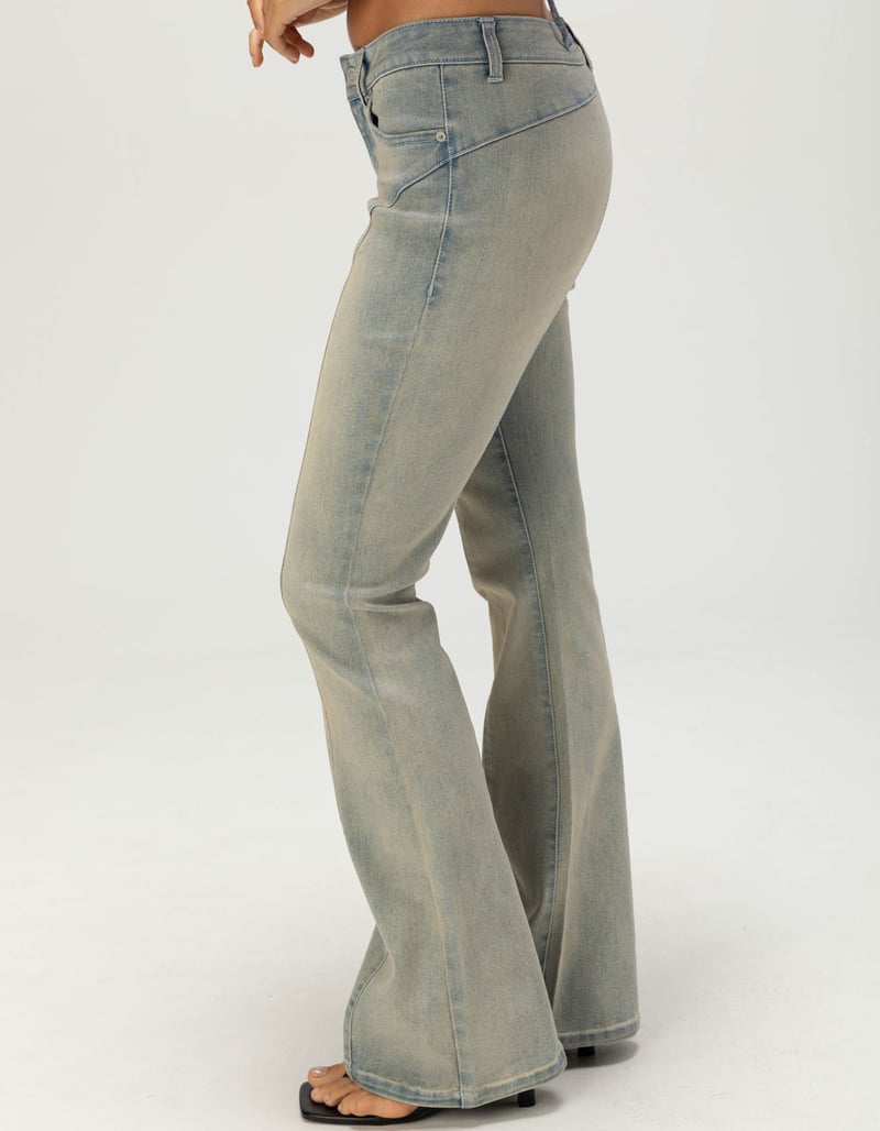 WEST OF MELROSE Womens Ultra Low Rise Seam Bootcut Jeans image number 2