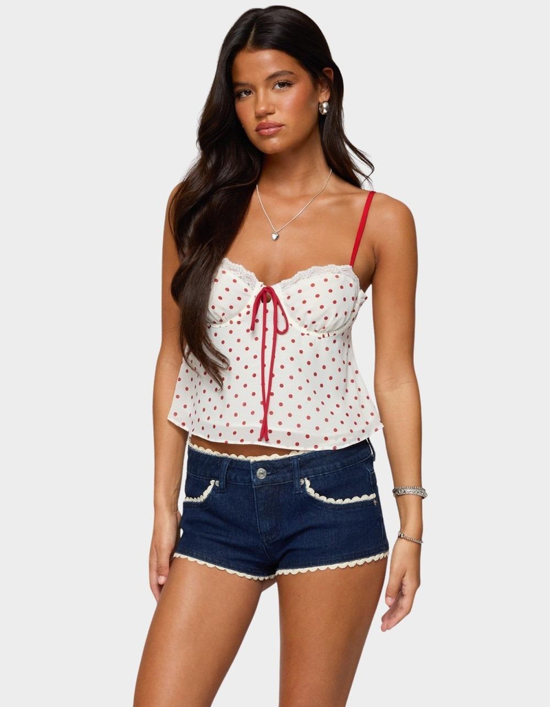 EDIKTED Contrast Polka Dot Cupped Chiffon Top image number 0
